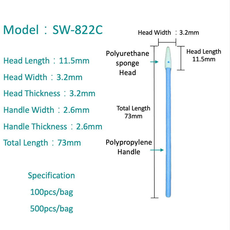 SW-822C Swab cu curat spumă ascuțită
