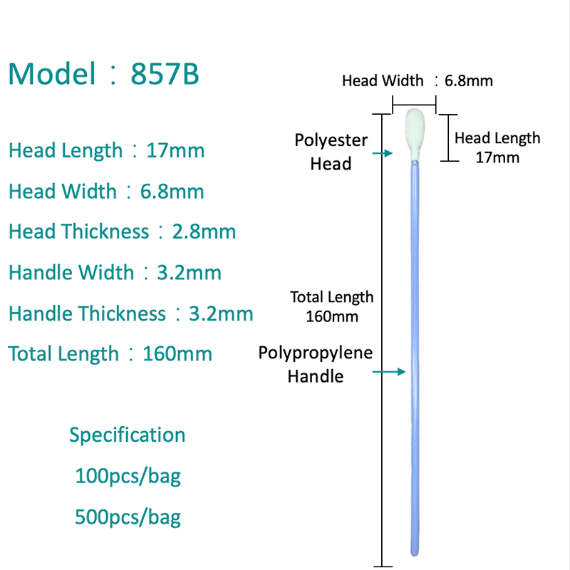 SW-857B Swab de poliester cu curat de absorbție ridicată