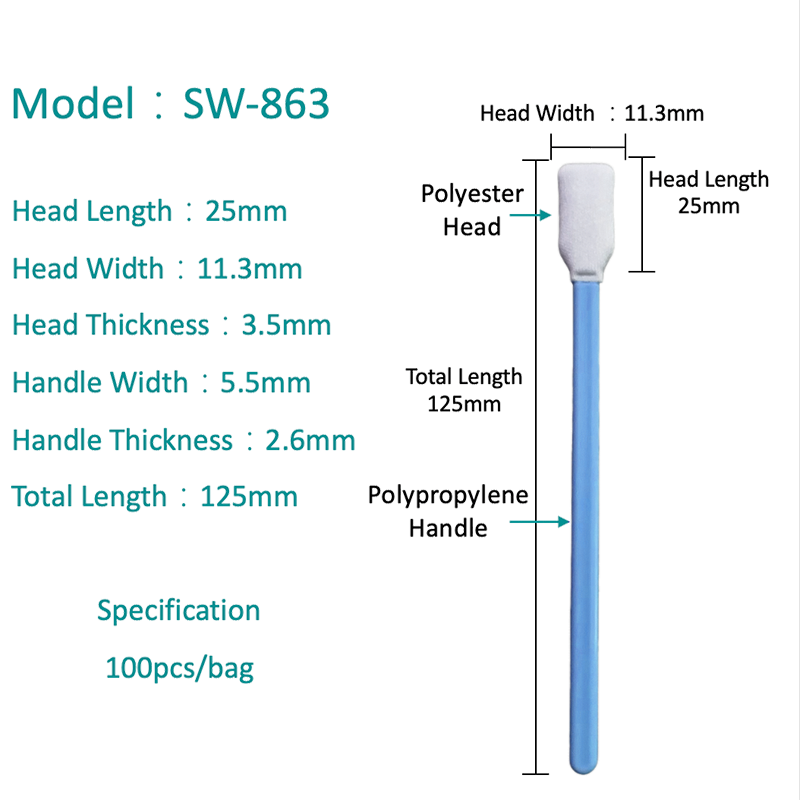 SW-863 Swab de poliester cu cap dreptunghiular de scop general